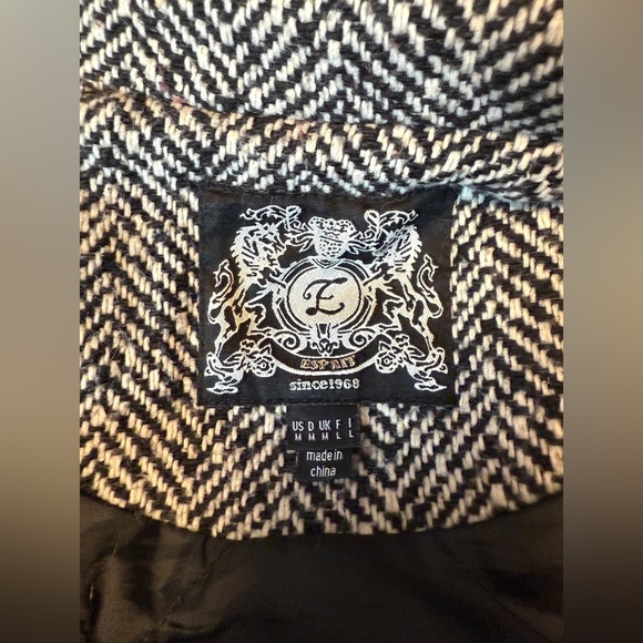 ESPRIT Women's Herringbone Tweed Coat Medium VINTAGE Y2K 90's - Picture 8 of 10